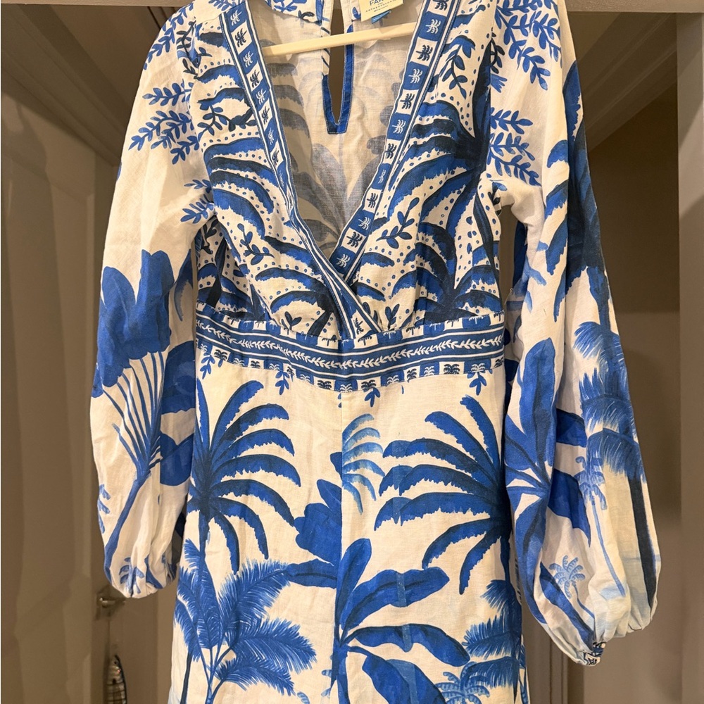 FARM Rio Blue and White Tropical Romper